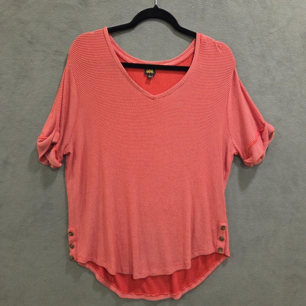 Lee V Neck Striped Pullover Top‎ Women's Size XL Casual Classic Comfy